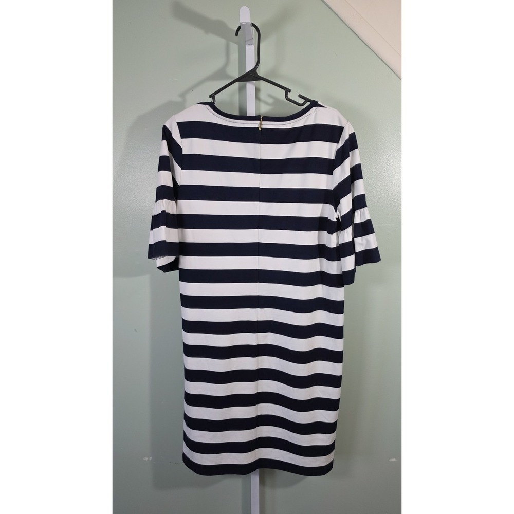 Lauren Ralph Lauren Women's Striped Bell-Sleeve Shift Dress‎ Navy/White Large - Picture 4 of 6